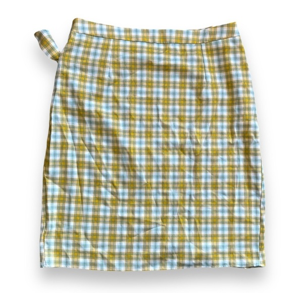 Cider Yellow White Plaid Bow Side Midi Skirt Women’s Plus Size 2X Twee Academia - Picture 4 of 16